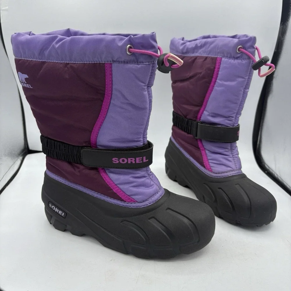Sorel‎ Boots Girls Youth Size 5 Flurry Snow Purple Dahlia Paisley Insulated